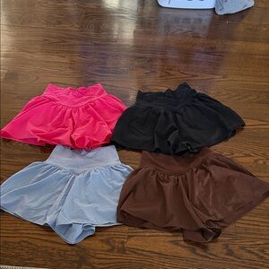Aerie offline Set of Four Skorts - Pink, Black, Blue, Brown; Skorts